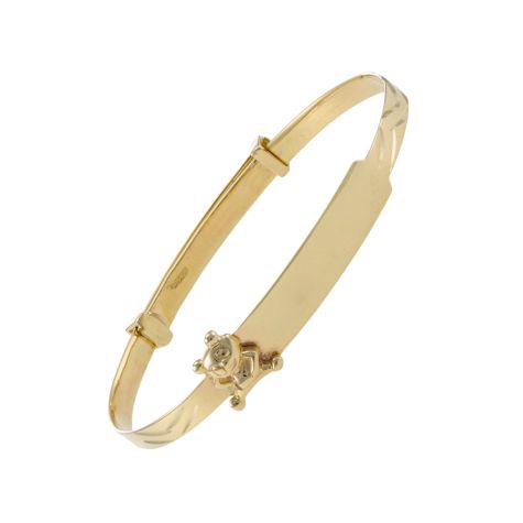 9ct Gold Teddy Design Expandable Identity Bangle - Babies