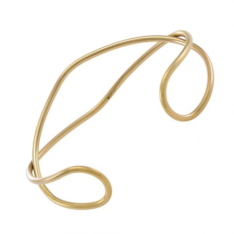9ct Yellow Gold Fancy twisted Torque Bangle - 18mm -  Ladies