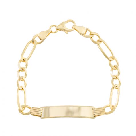 9ct Gold Solid Identity Figaro Link Bracelet  - 5mm - 7" - Ladies