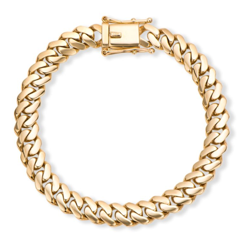 9ct Yellow Gold Solid Polished Cuban Bracelet - 8.5mm - 8.25"
