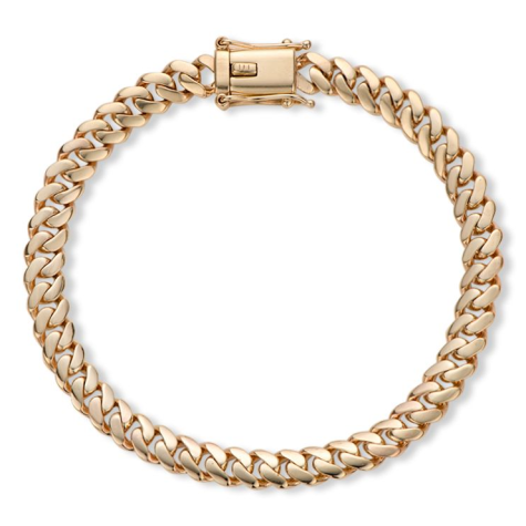 9ct Yellow Gold Solid Polished Cuban Bracelet - 7mm Wide, 3mm Thick - 8.5" Ex Display (Size 1)