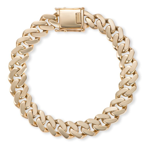 9ct Solid Yellow Gold Flat Cuban Gents Bracelet – 11mm Wide, 3mm Thick -8.25"- Gents Ex Display (SIZE 3)