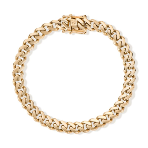 9ct Yellow Gold Semi-Solid Polished Cuban Bracelet Size 1- 7mm - 8.25"