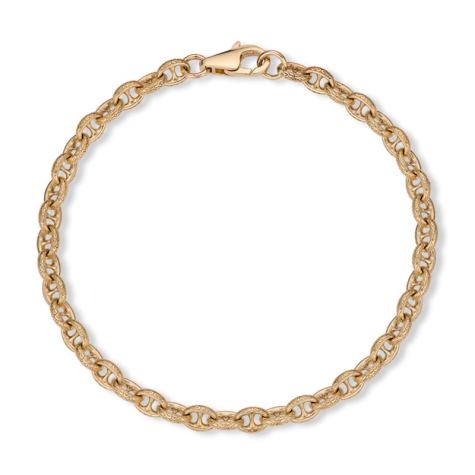 9ct Yellow Gold Ornate Patterned Anchor Bracelet - 5mm - 6.5" - Kids