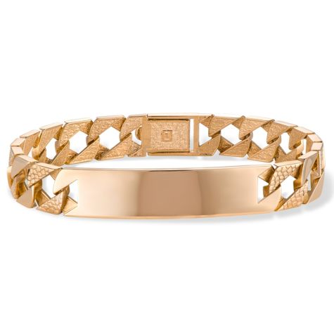 9ct Solid Yellow Gold Snake Pattern ID Plate Bracelet - 12mm Wide - 8.5" Long - Gents (SIZE 4)