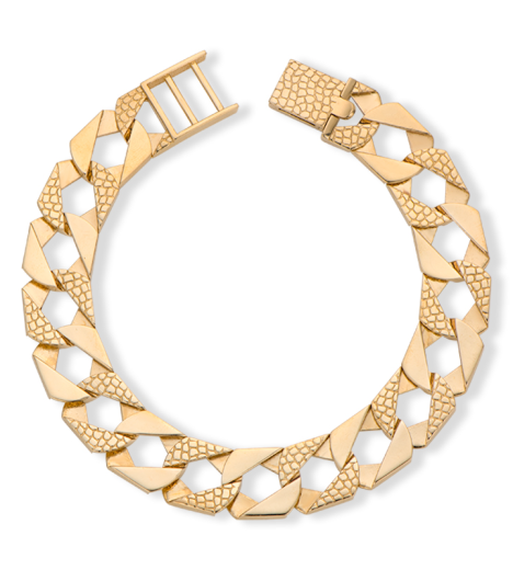 9ct Solid Yellow Gold Heavy Snake Square Curb Bracelet - 14mm - 9" - Gents - EX DISPLAY