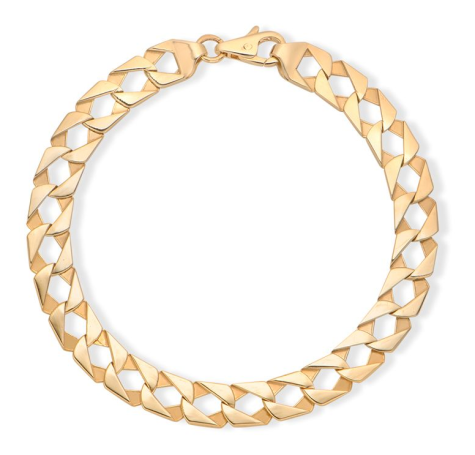 9ct Solid Yellow Gold Polished Square Curb Bracelet - 8mm - 8.75" - Gents - EX DISPLAY