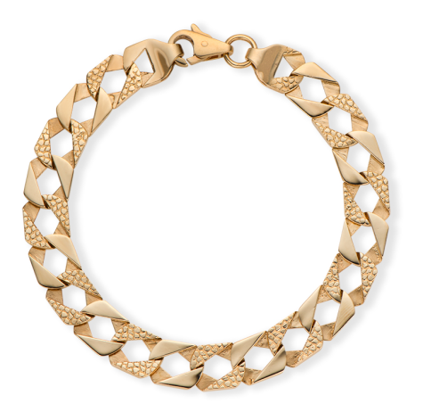 9ct Gold Solid Snake Pattern Square Curb Bracelet - 10mm - 8" - Ladies