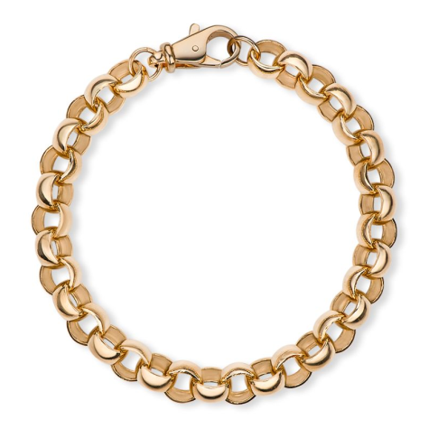 9ct Yellow Gold Solid Ornate Fully Polished Belcher Bracelet - 9.5mm - 9.25" (GENTS)