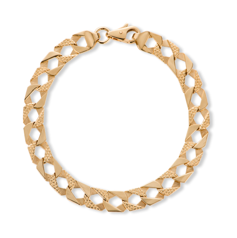9ct Gold Solid Snake Pattern Square Curb Bracelet - 9mm - 8" - Ladies