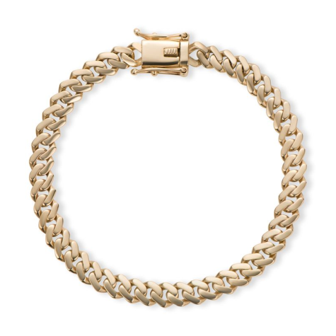 9ct Solid Yellow Gold Flat Cuban Gents Bracelet – 7mm Wide, 2mm Thick -8.5" -Gents - Ex Display (SIZE 1)