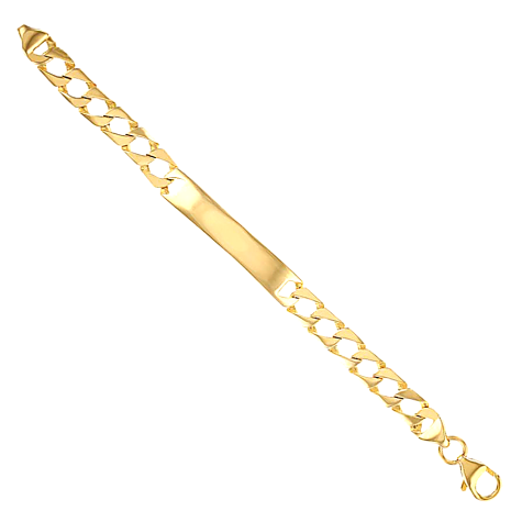 9ct Gold Solid Polished ID Curb Link Bracelet 7mm - 8.5" - Gents