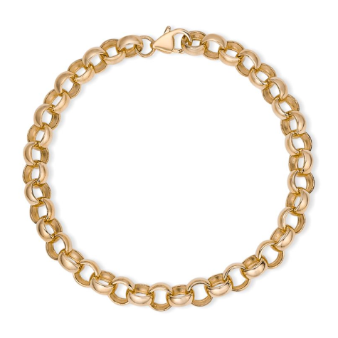 9ct Yellow Gold Solid Fully Polished Belcher Link Bracelet  - 8mm - 6.5" (Childs)