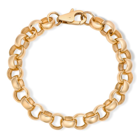 9ct Yellow Gold Solid Fully Polished Belcher Bracelet - 12.5mm - 10" (Gents) Size 4