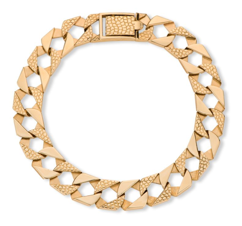 9ct Solid Yellow Gold Snake Square Curb Bracelet - 12mm - 9" - Gents