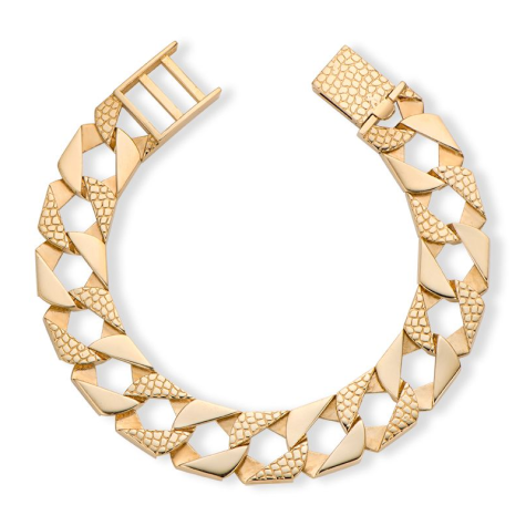 9ct Solid Yellow Gold Heavy Snake Square Curb Bracelet - 16mm - 9" - Gents