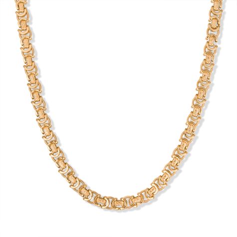 9ct Yellow Gold Solid Ornate Patterned Byzantine Chain - 8mm Wide, Lengths 22" - 29"