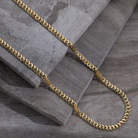 9ct Yellow Gold Solid Flat Cuban Chain - 7mm - 22" - 30"