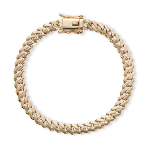 9ct Solid Yellow Gold Flat Cuban Gents Bracelet – 7mm Wide, 2mm Thick -8.5" -Gents (SIZE 1)