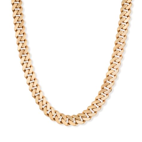 9ct Solid Yellow Gold Flat Cuban Link Chain – 13mm Wide, 3.5mm Thick, Gents Necklace, 22"- 30"  (Size 4)