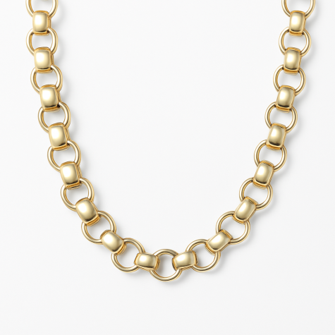 9ct Yellow Gold Solid Large Polished Belcher Chain - 12.5mm - Length 22"- 30"