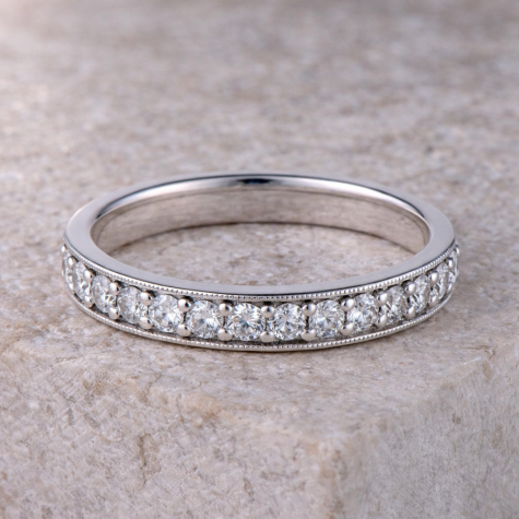 18ct Solid White Gold Diamond Half Eternity Ring – 0.75ct – Size P – 4.2g