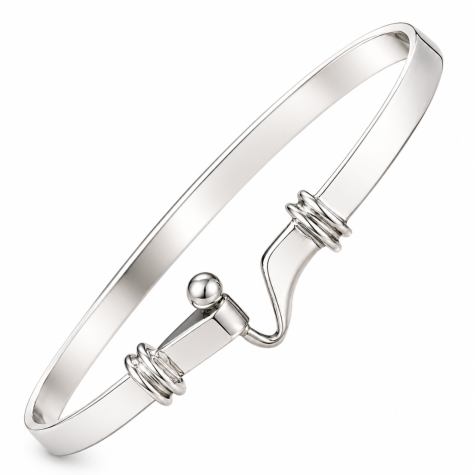 9ct White Gold Classic Solid Hook Bangle - 5mm - Ladies
