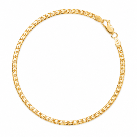 SOLID 9ct Gold Italian Franco / Foxtail Bracelet - 3mm - 7.5" Ladies
