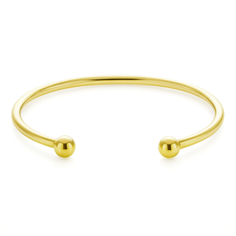 9 ct Yellow Gold Solid Torque Bangle - 5mm Balls - 6.5" - Ladies