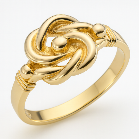 9ct Yellow Gold Solid Handmade Unique Small Knot Ring 