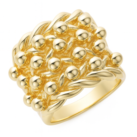 9ct Yellow Gold SOLID Heavy Large Four Row Keeper Ring   -  Gents