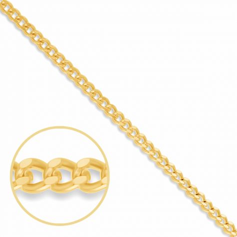 9ct Yellow Gold Italian Made Fine curb chain - 1mm - Ladies