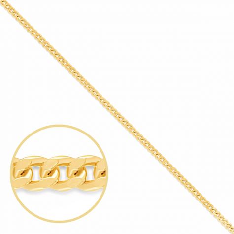 9ct Yellow Gold Italian Made Fine curb chain - 1.6mm 