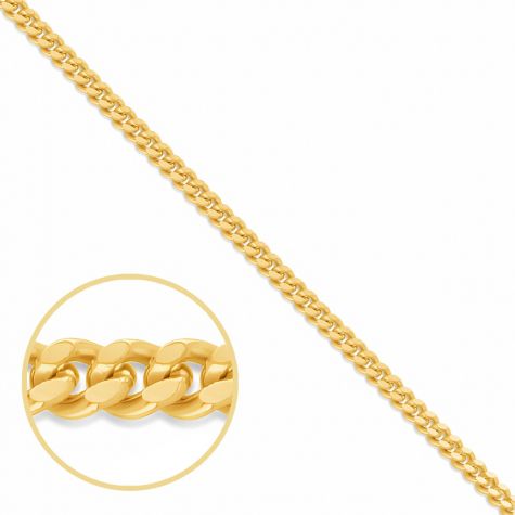 9ct Yellow Gold Italian Made Fine curb chain - 2mm