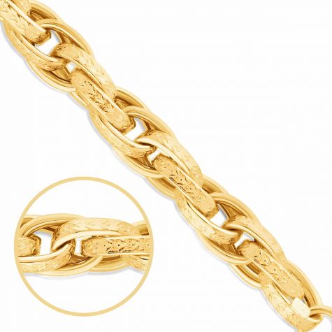 9ct Yellow Gold Semi-solid Prince of Wales Chain - 9mm