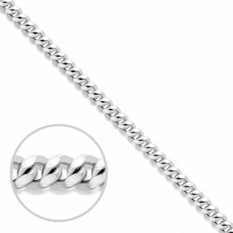 9ct White Gold Solid Italian Made Tight Curb Chain - 2mm 