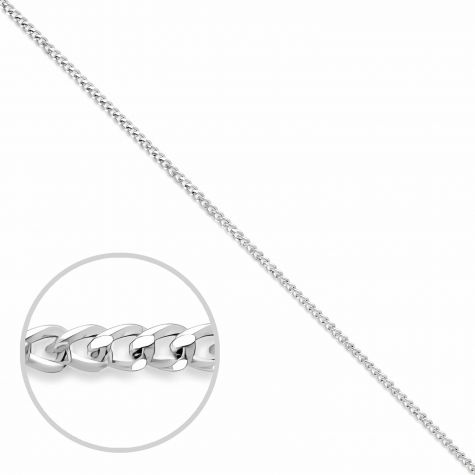 9ct White Gold Solid Classic Italian Made Curb Chain - 0.8mm