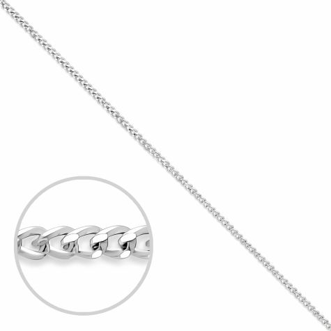 9ct White Gold Solid Classic Italian Made Curb Chain - 0.8mm - 16"