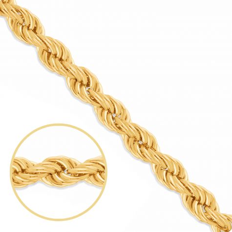 9ct Yellow Gold Semi Solid Classic Italian Made Rope Chain - 6.3mm