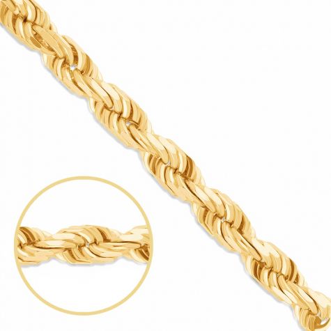 9ct Yellow Gold Solid Diamond Cut Heavy Rope Chain - 5.2mm