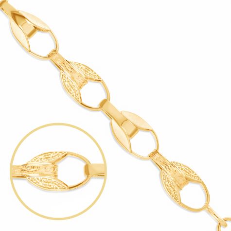 9ct Yellow Gold Solid Italian Made Patterned Tulip Chain - 8.2mm