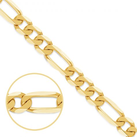 9ct Yellow Gold Large Solid Italian Made Figaro Chain - 6.5mm 