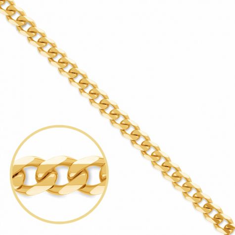 9ct Yellow Gold Solid Italian Made Tight Link Curb Chain - 3.8mm 