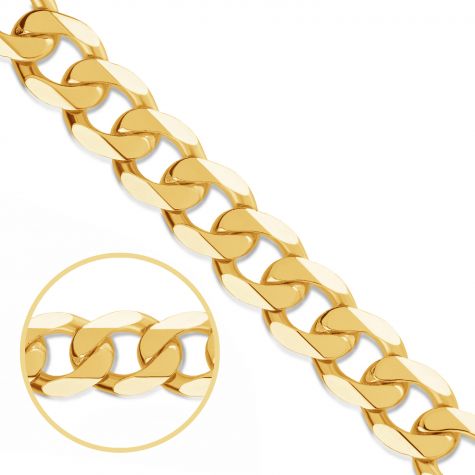 9ct Yellow Gold X Large Solid Classic Curb Chain - 8.5mm - Gents