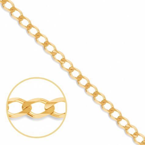 9ct Yellow Gold Solid Italian Made Curb Chain - 3.5mm - 20"
