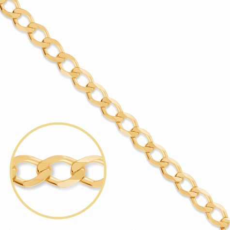 9ct Yellow Gold Solid Italian Made Curb Chain - 4.5mm