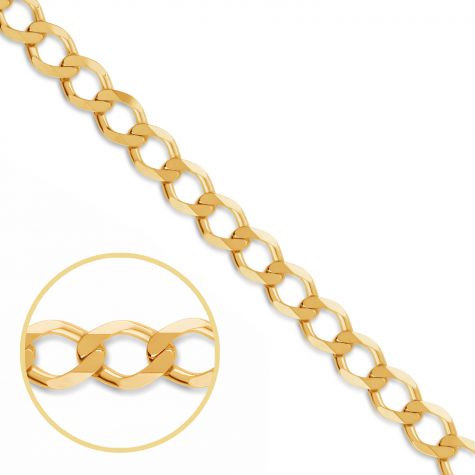 9ct Yellow Gold Solid Italian Made Curb Chain - 5.5mm 