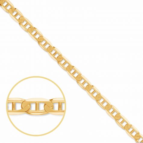 9ct Yellow Gold Solid Italian Made Flat Anchor Chain - 3.6mm