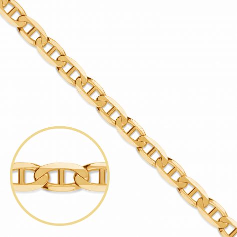 9ct Yellow Gold Solid Italian Made Flat Anchor Chain - 4.5mm