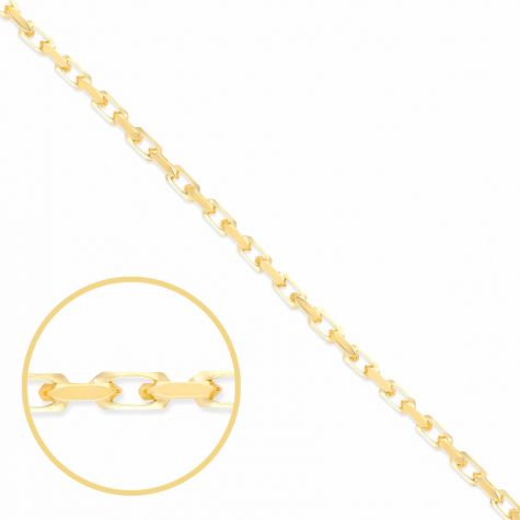 9ct Yellow Gold Solid Diamond-Cut Oval Belcher Chain - 3.3mm 